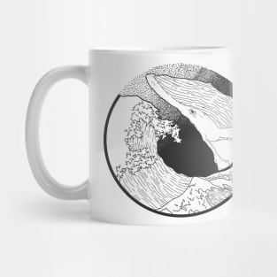 Black & White Hokusai Whale Mug